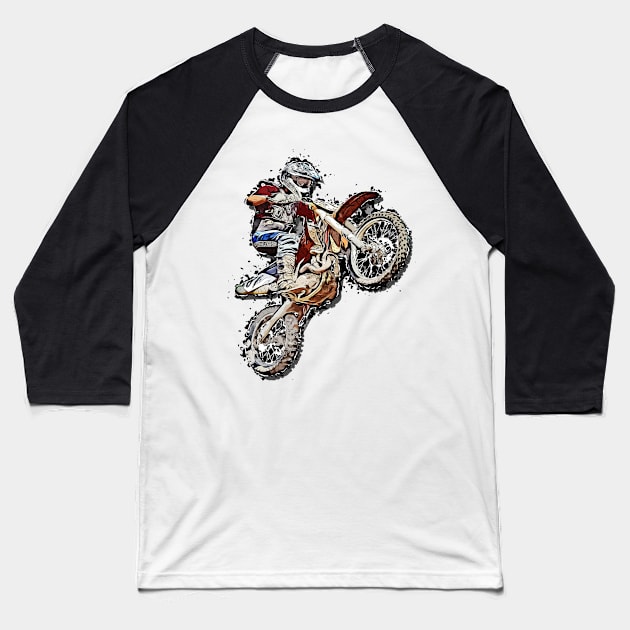 Dirt Bike Motocross Freestyle Illustration Baseball T-Shirt by T-Shirt Dealer